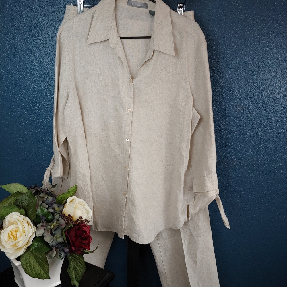 *3/$25* Liz Claiborne Linen Pant Set. XL.  1A23